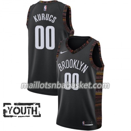 Maillot Enfant Brooklyn Nets Rodions Kurucs 00 2018-19 Nike City Edition Noir Swingman